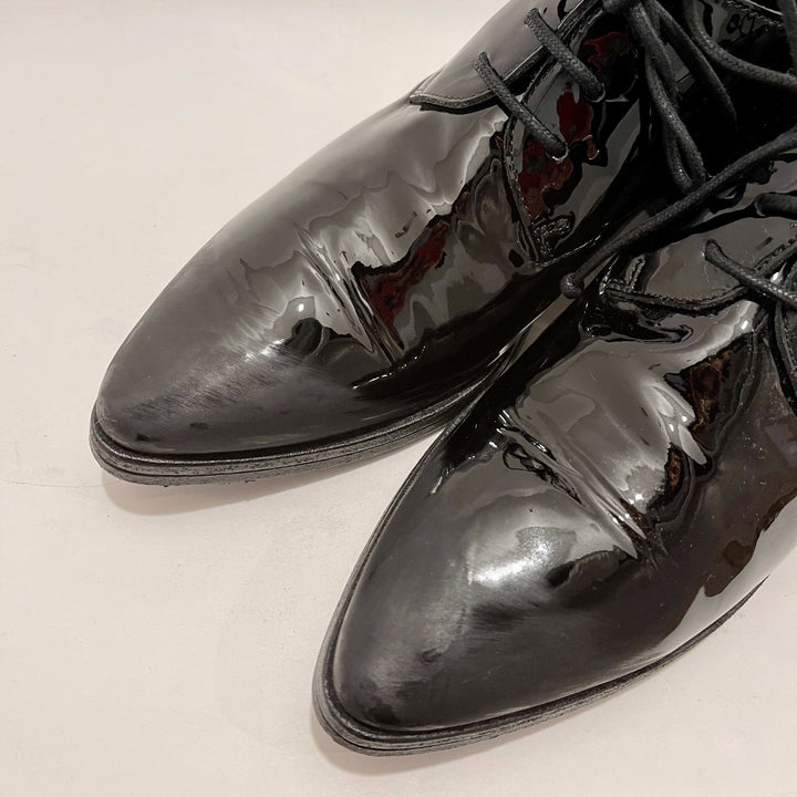 Marsell Black Patent Leather Oxfords with Matte Pointed Toes, Sz 40