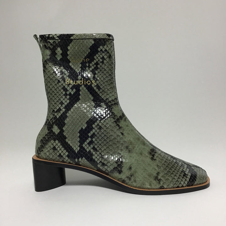 Acne Studios Bertine Green Snake Print Ankle Boot Sz 37 (7)