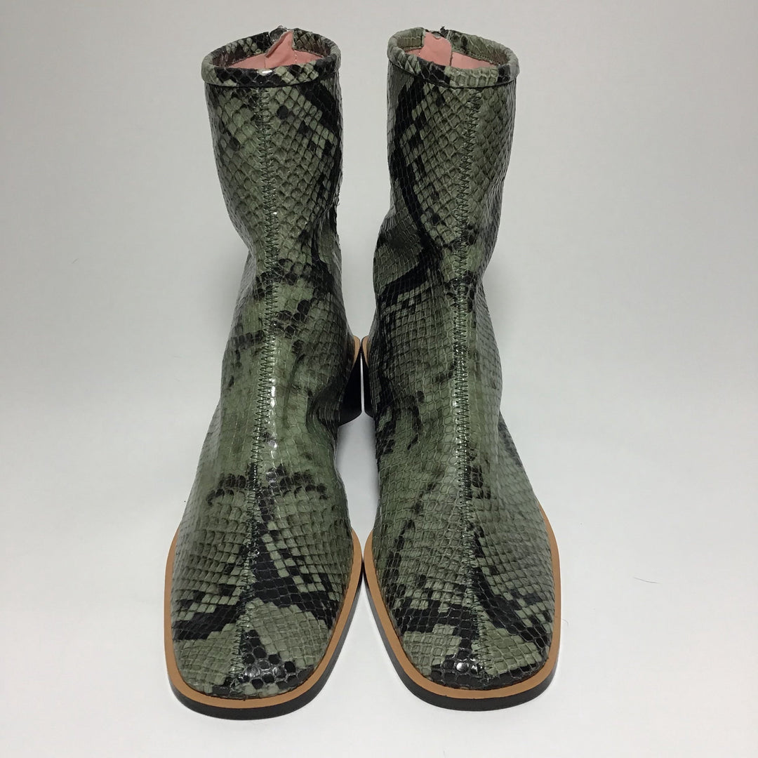 Acne Studios Bertine Green Snake Print Ankle Boot Sz 37 (7)
