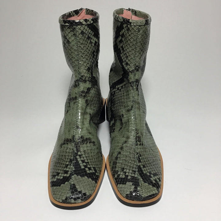 Acne Studios Bertine Green Snake Print Ankle Boot Sz 37 (7)