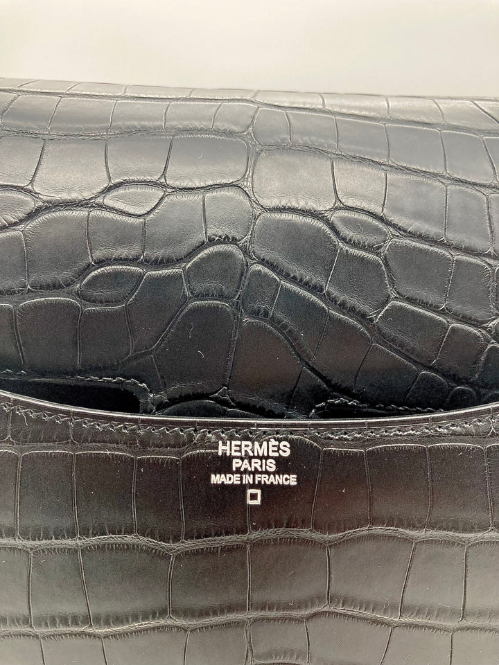Top quality Hermes Constance 24 Matte Black Alligator Ombre Lizard Marquette Palladium Hardware