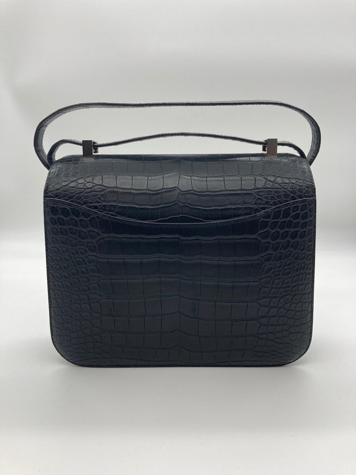 Top quality Hermes Constance 24 Matte Black Alligator Ombre Lizard Marquette Palladium Hardware