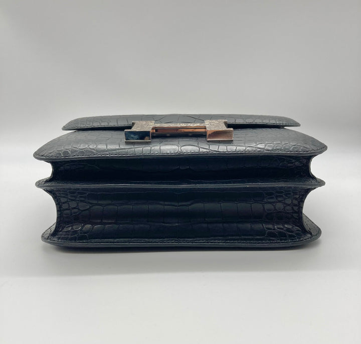 Top quality Hermes Constance 24 Matte Black Alligator Ombre Lizard Marquette Palladium Hardware