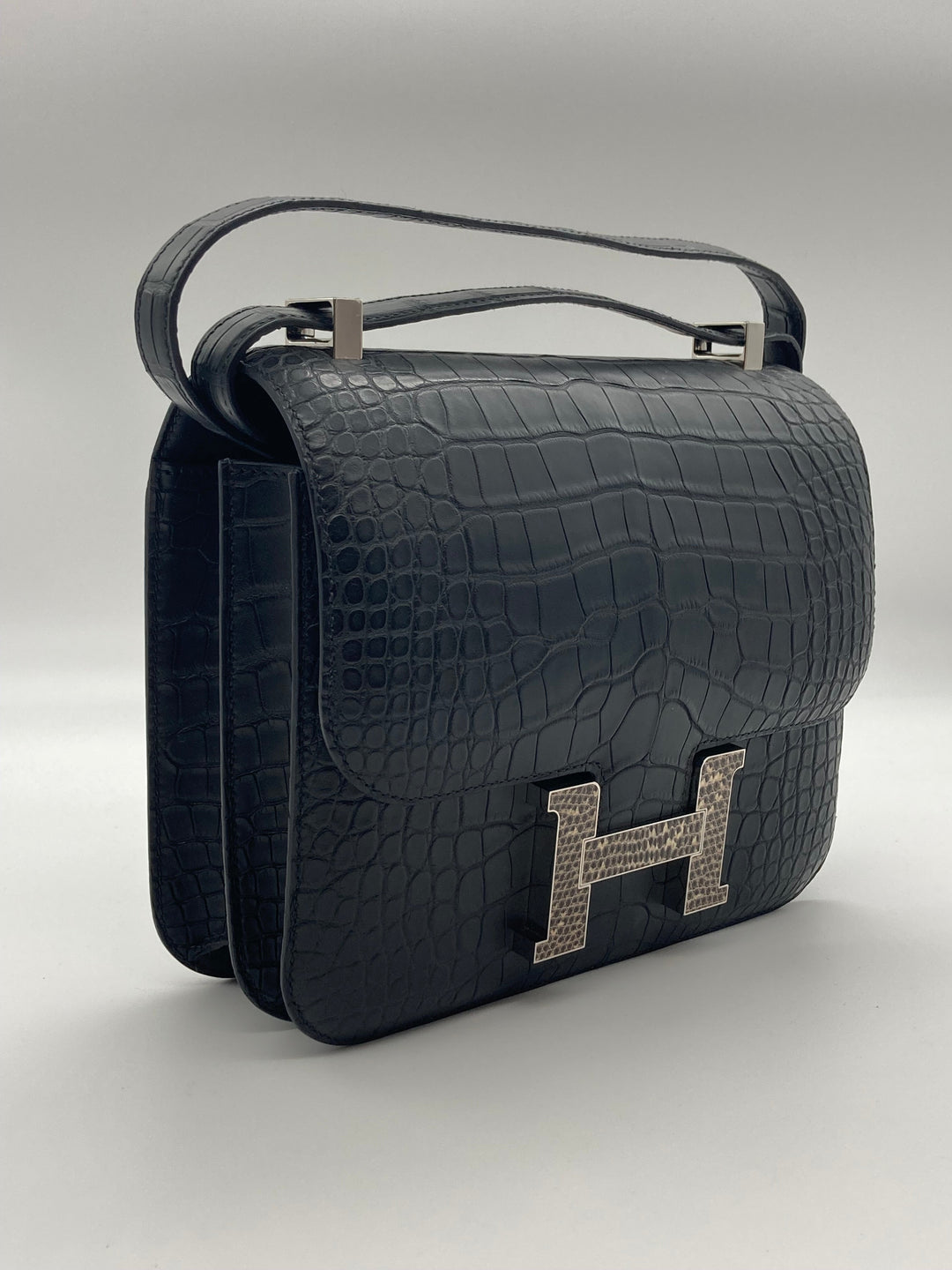 Top quality Hermes Constance 24 Matte Black Alligator Ombre Lizard Marquette Palladium Hardware