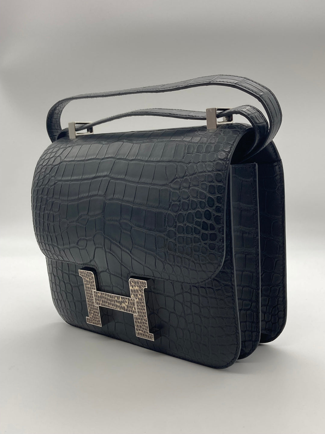 Top quality Hermes Constance 24 Matte Black Alligator Ombre Lizard Marquette Palladium Hardware