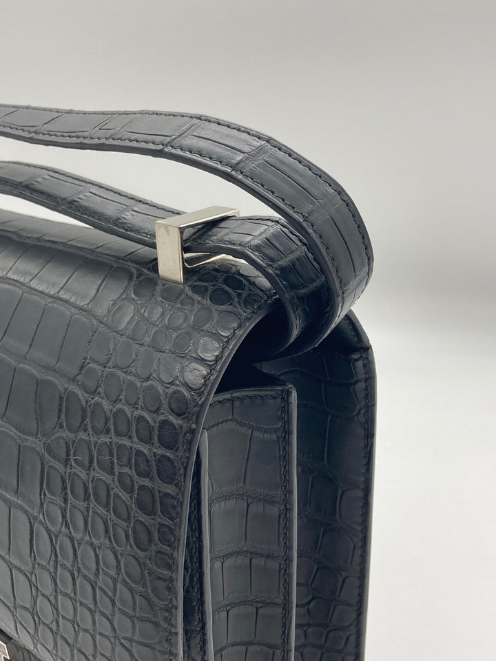 Top quality Hermes Constance 24 Matte Black Alligator Ombre Lizard Marquette Palladium Hardware