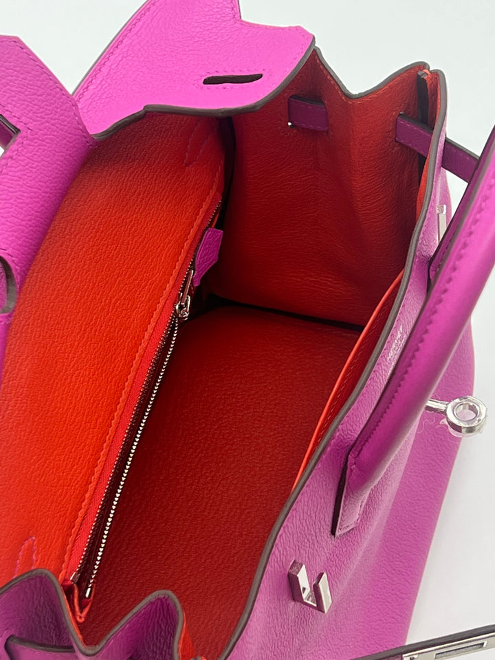 Top quality Hermes Birkin 25 Verso Magnolia / Capucine Novillo Leather