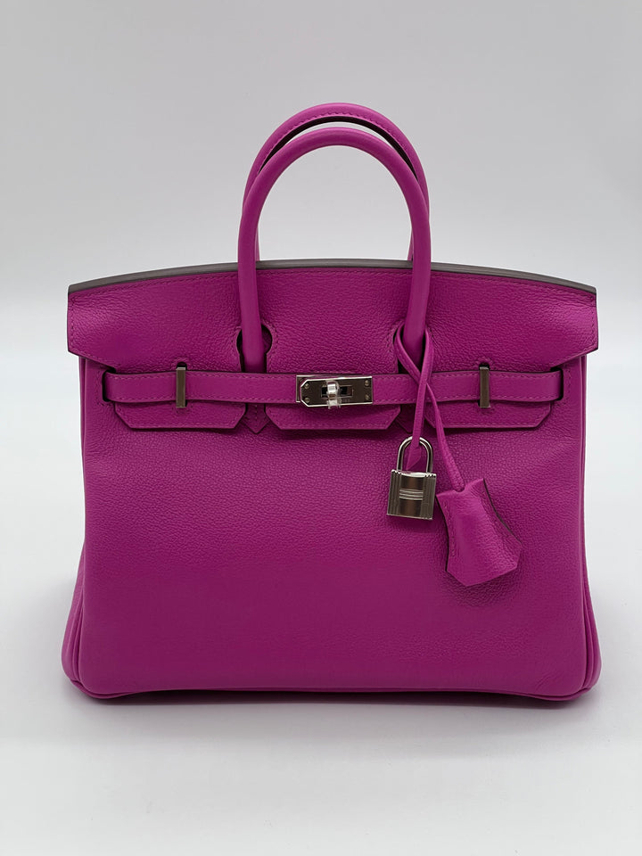 Top quality Hermes Birkin 25 Verso Magnolia / Capucine Novillo Leather