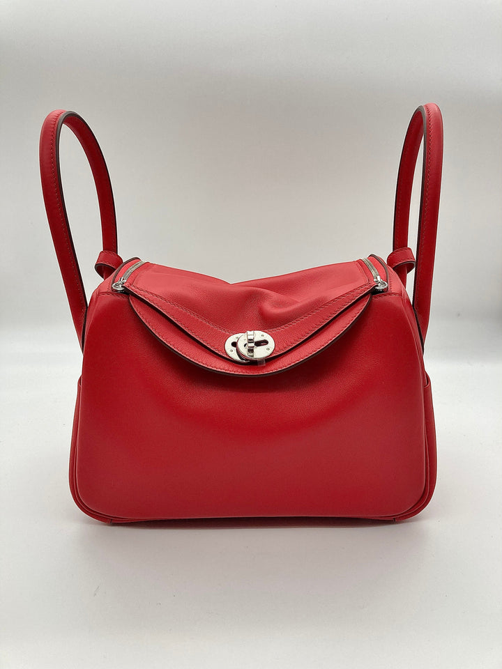 Top quality Hermes Lindy 26 Verso Swift Calfskin Rouge de Coeur/Rouge Piment PHW