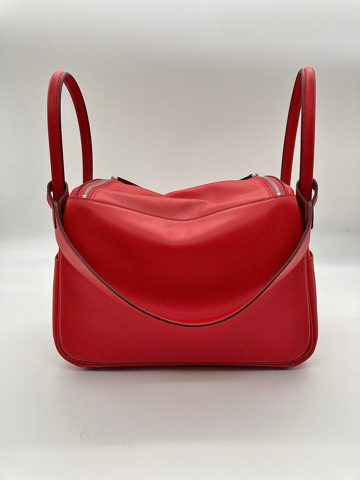 Top quality Hermes Lindy 26 Verso Swift Calfskin Rouge de Coeur/Rouge Piment PHW