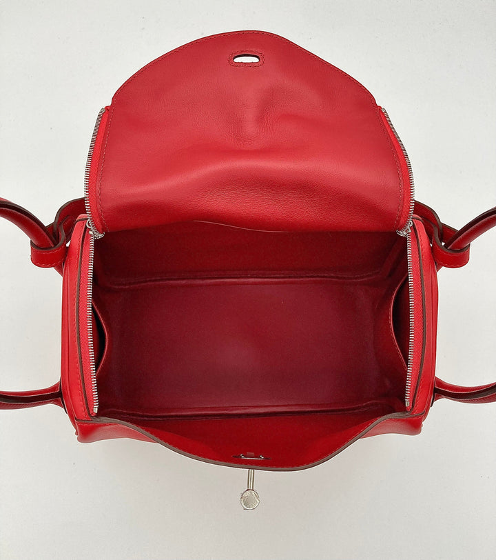 Top quality Hermes Lindy 26 Verso Swift Calfskin Rouge de Coeur/Rouge Piment PHW