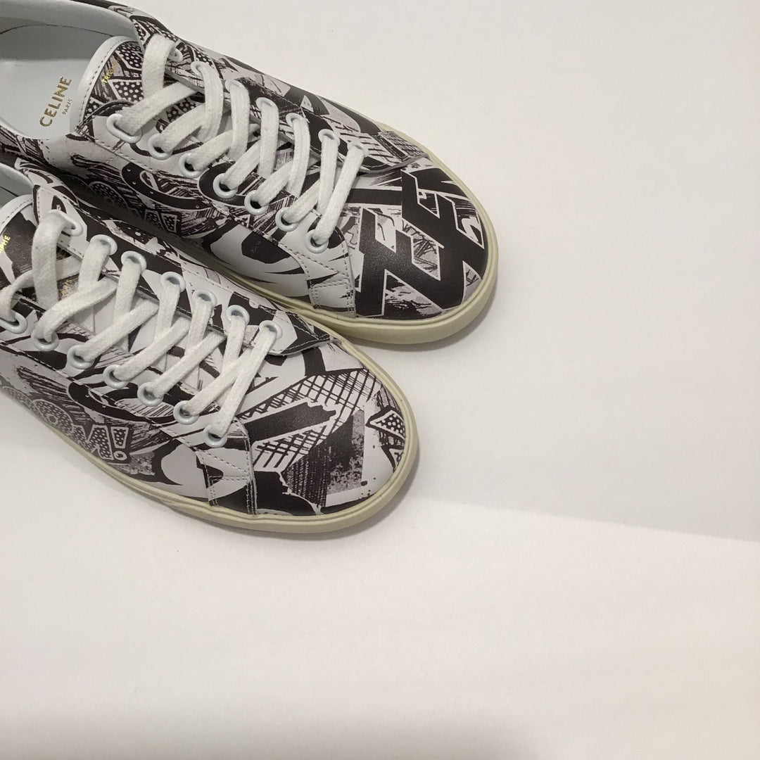 Celine Printed Graffiti Sneakers Sz 7 (37)