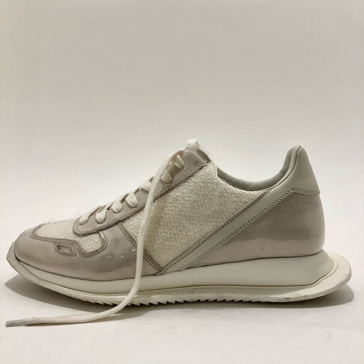 Rick Owens White Textured Sneakers, Sz 39, US 9