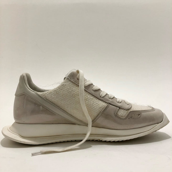 Rick Owens White Textured Sneakers, Sz 39, US 9