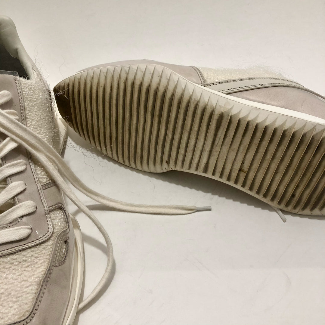 Rick Owens White Textured Sneakers, Sz 39, US 9