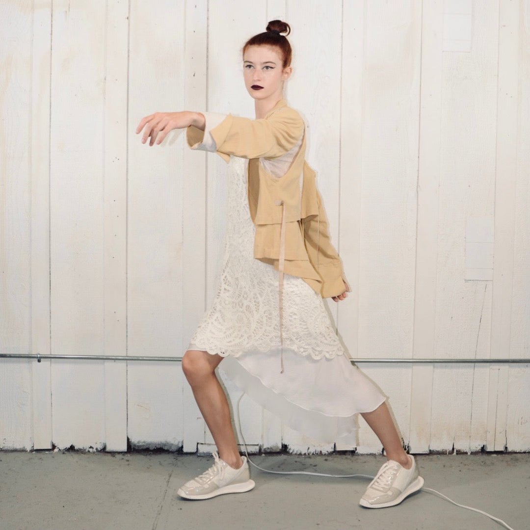 Rick Owens White Textured Sneakers, Sz 39, US 9