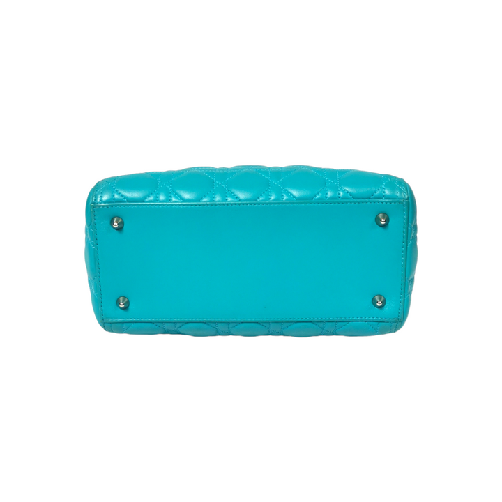 Top quality Dior Lady Top quality Dior Medium Turquoise Cannage Quilted Leather Silver