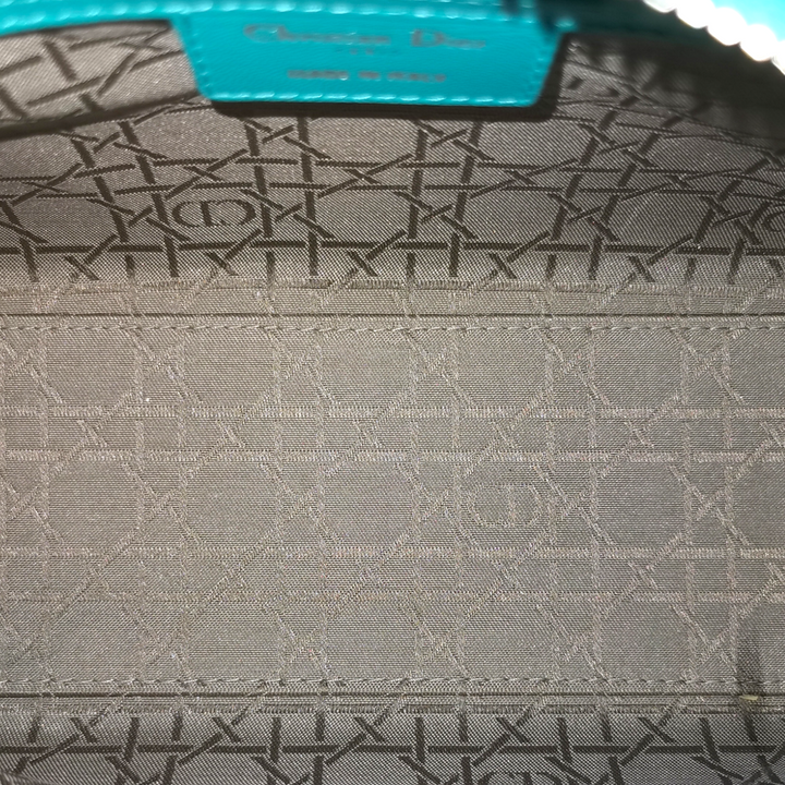 Top quality Dior Lady Top quality Dior Medium Turquoise Cannage Quilted Leather Silver