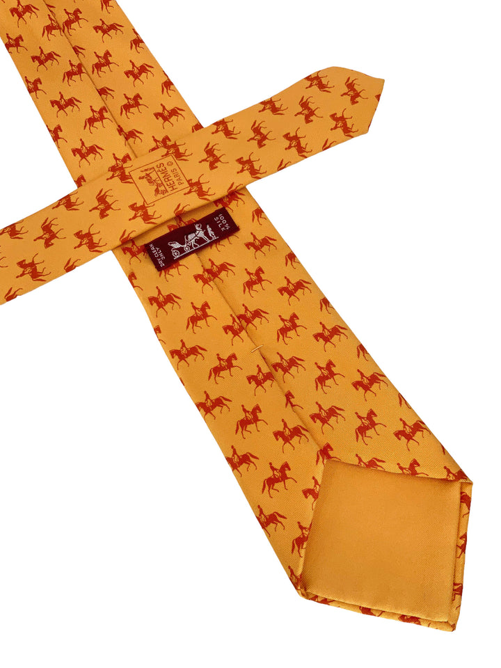 Top quality Hermes Equestrian Horse and Carriage Printed Silk Classic Men's Neck Tie