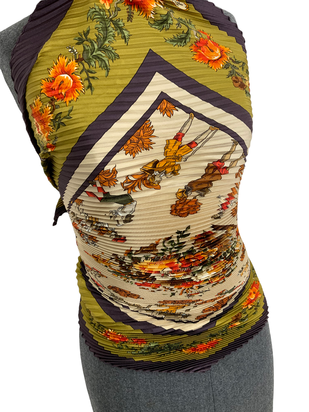 Top quality Hermes Les Jardiniers Du Roy Silk Plissé Scarf