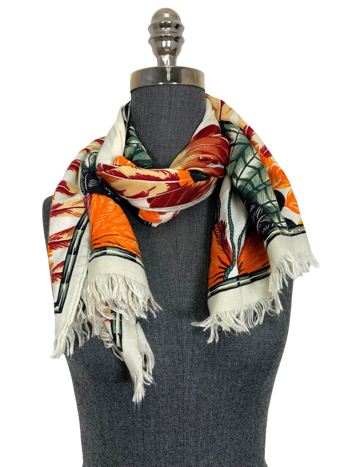 Top quality Hermes Cashmere and Silk Oblong Scarf with Fringe