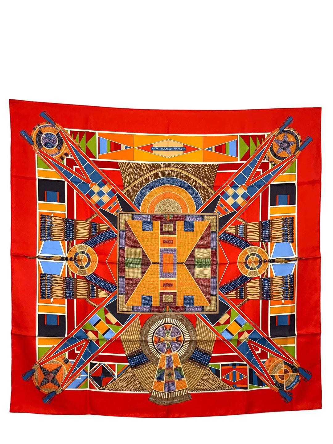 Top quality Hermes L'Art Indien des Plaines Silk Scarf 90