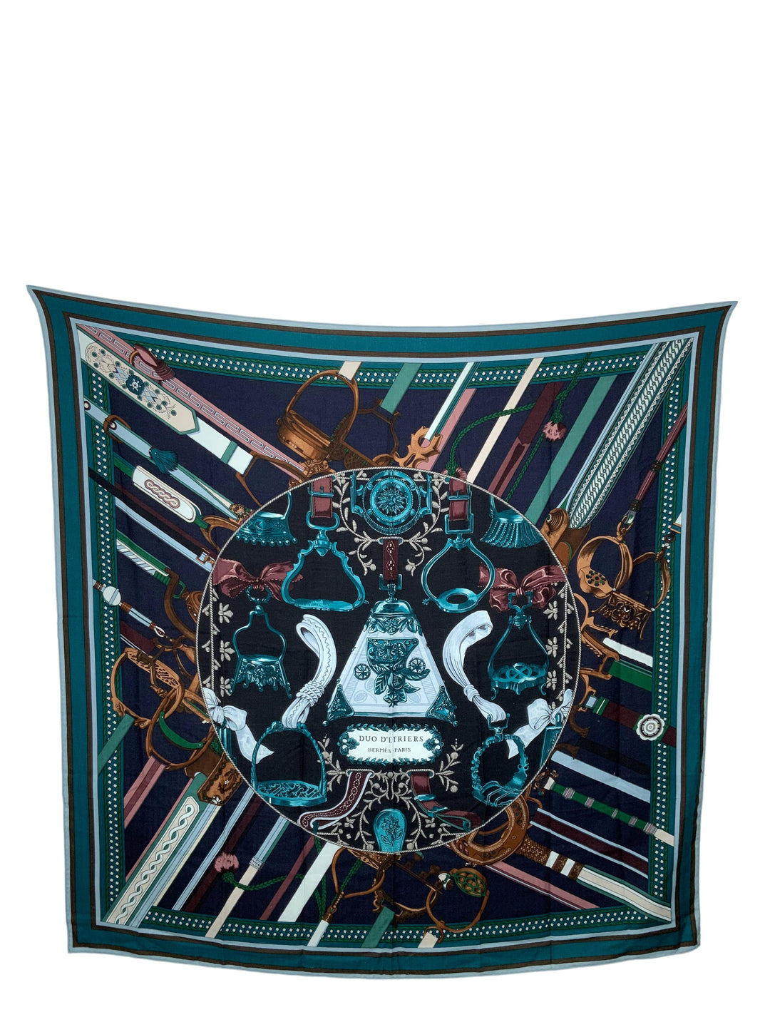 Top quality Hermes Duo d'Etriers Cashmere and Silk Shawl Scarf 140
