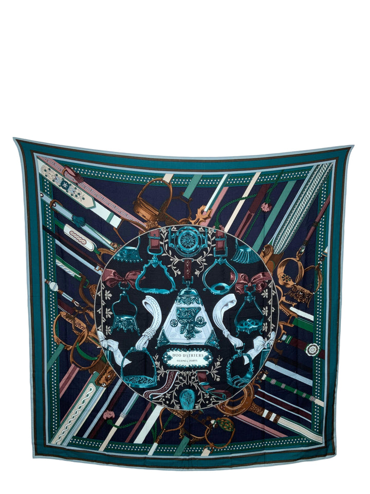Top quality Hermes Duo d'Etriers Cashmere and Silk Shawl Scarf 140