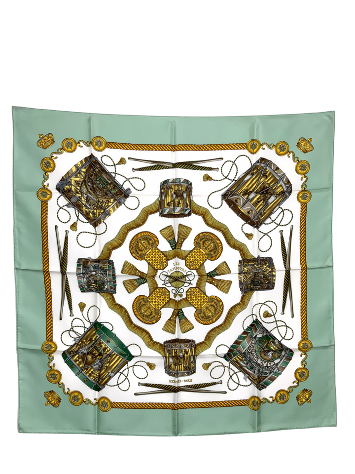 Top quality Hermes Les Tambours Silk Scarf 90