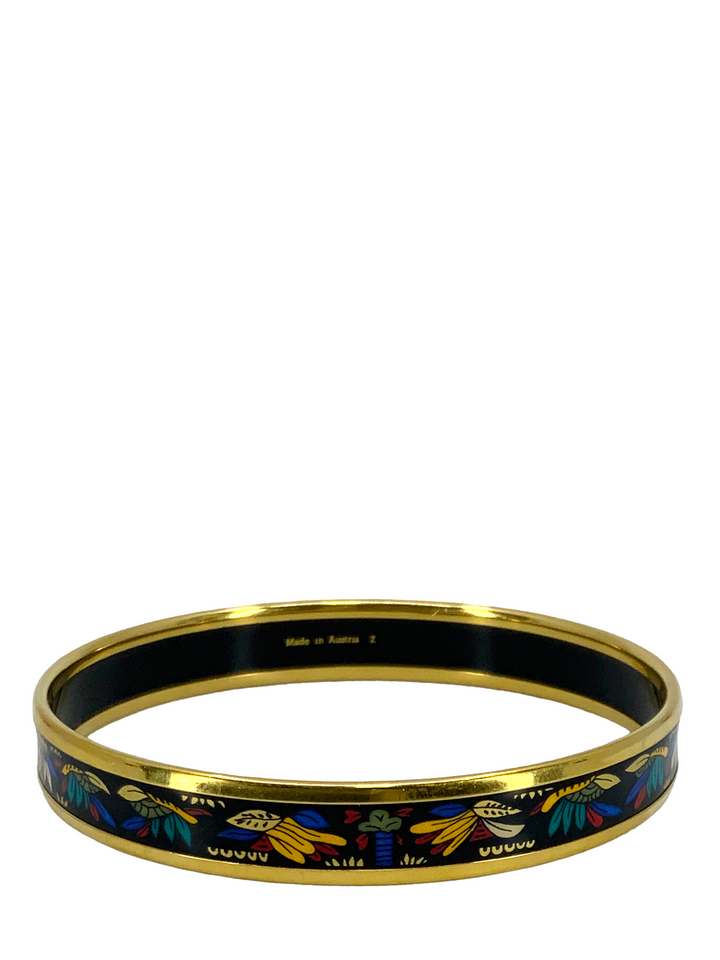 Top quality Hermes Botanical Printed Enamel Narrow Bracelet 65