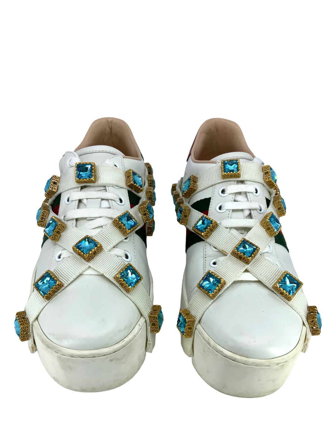 GUCCI Ace Embroidered Platform Sneakers Size 6.5