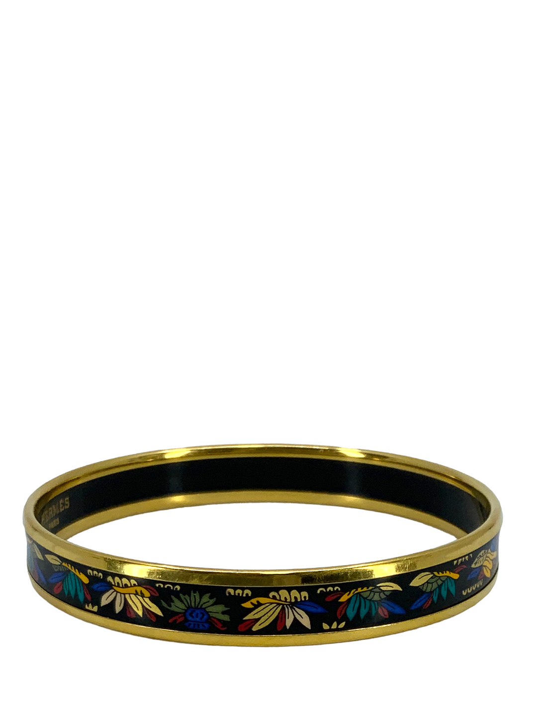 Top quality Hermes Botanical Printed Enamel Narrow Bracelet 65