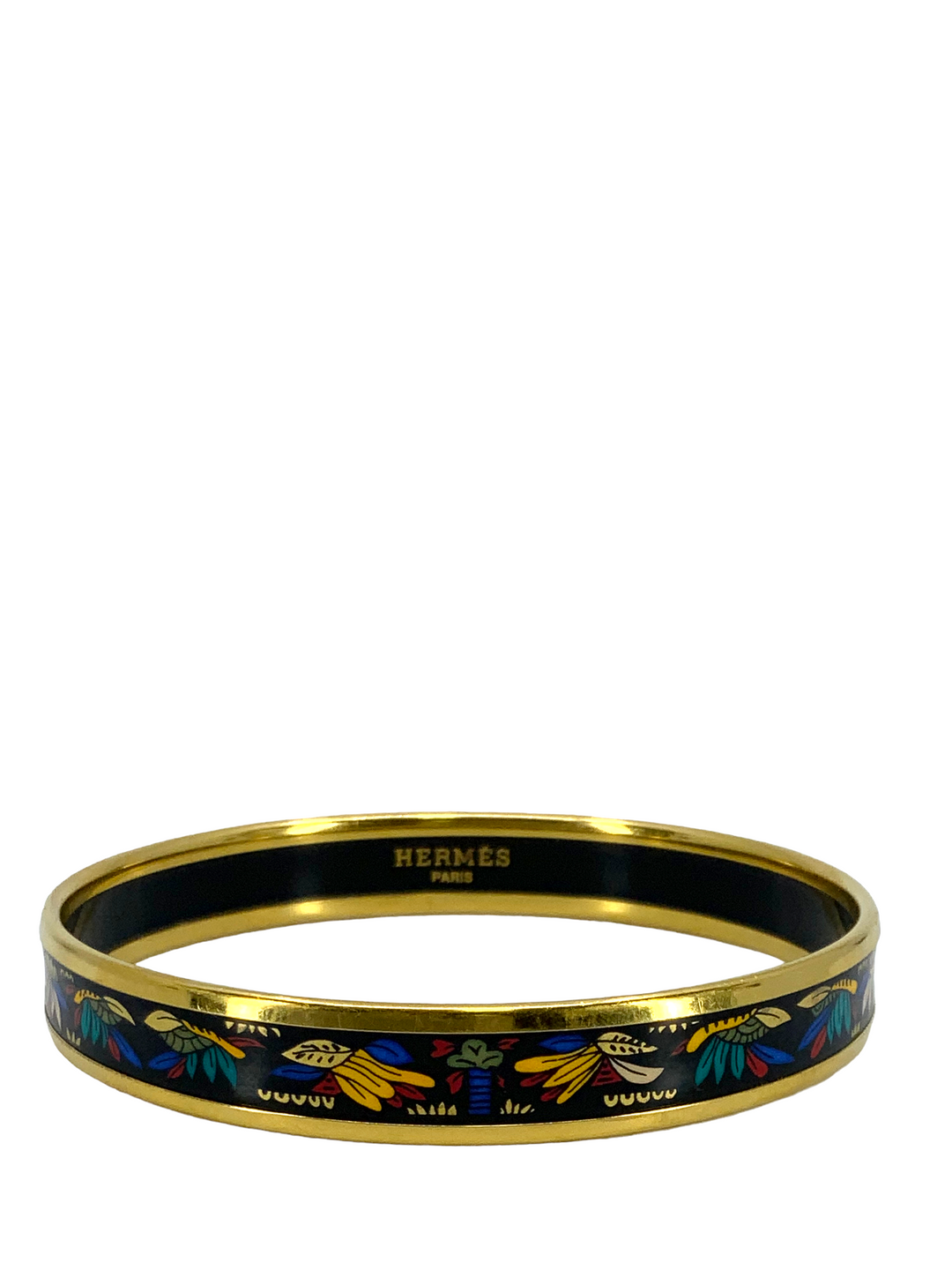 Top quality Hermes Botanical Printed Enamel Narrow Bracelet 65