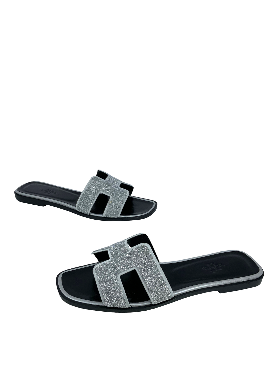 Top quality Hermes Suede Goatskin Oran Glitter Sandals Size 9