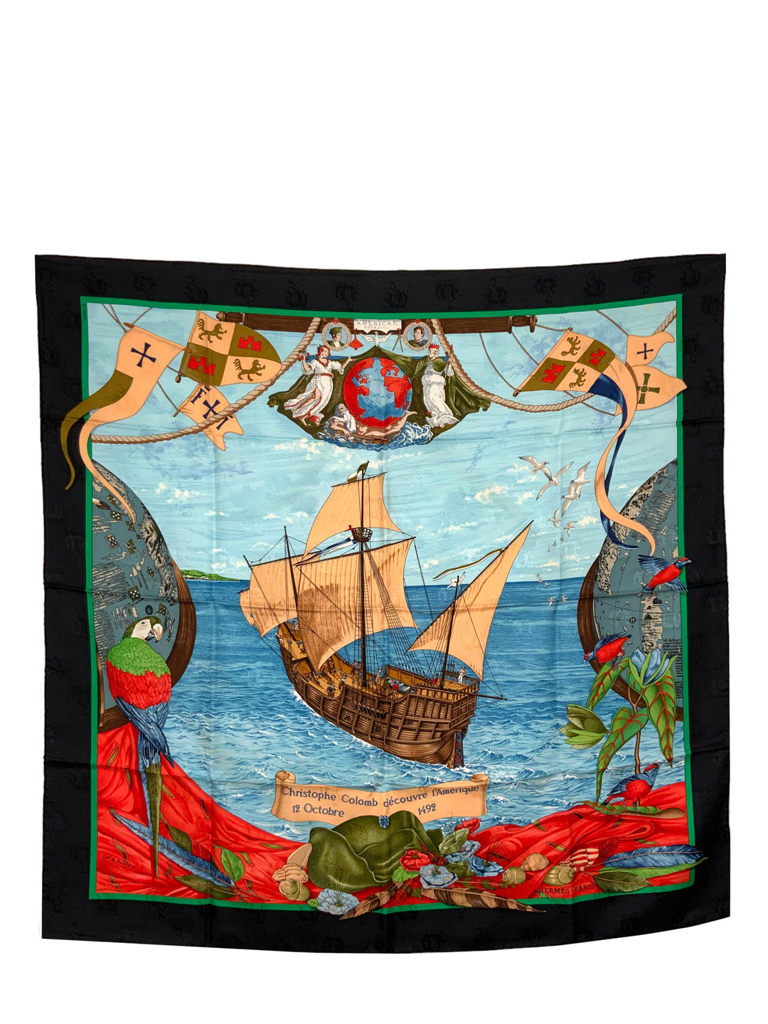 Top quality Hermes Christophe Colomb Decouvre Lamerique Silk Jacquard Scarf 90