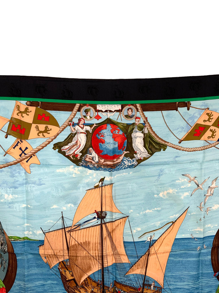 Top quality Hermes Christophe Colomb Decouvre Lamerique Silk Jacquard Scarf 90