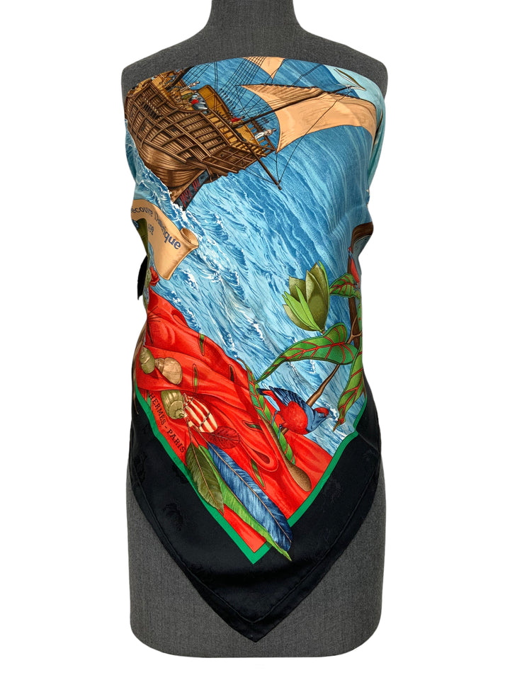 Top quality Hermes Christophe Colomb Decouvre Lamerique Silk Jacquard Scarf 90