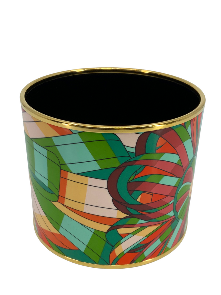 Top quality Hermes Ribbon Extra Wide Printed Enamel Bracelet 65
