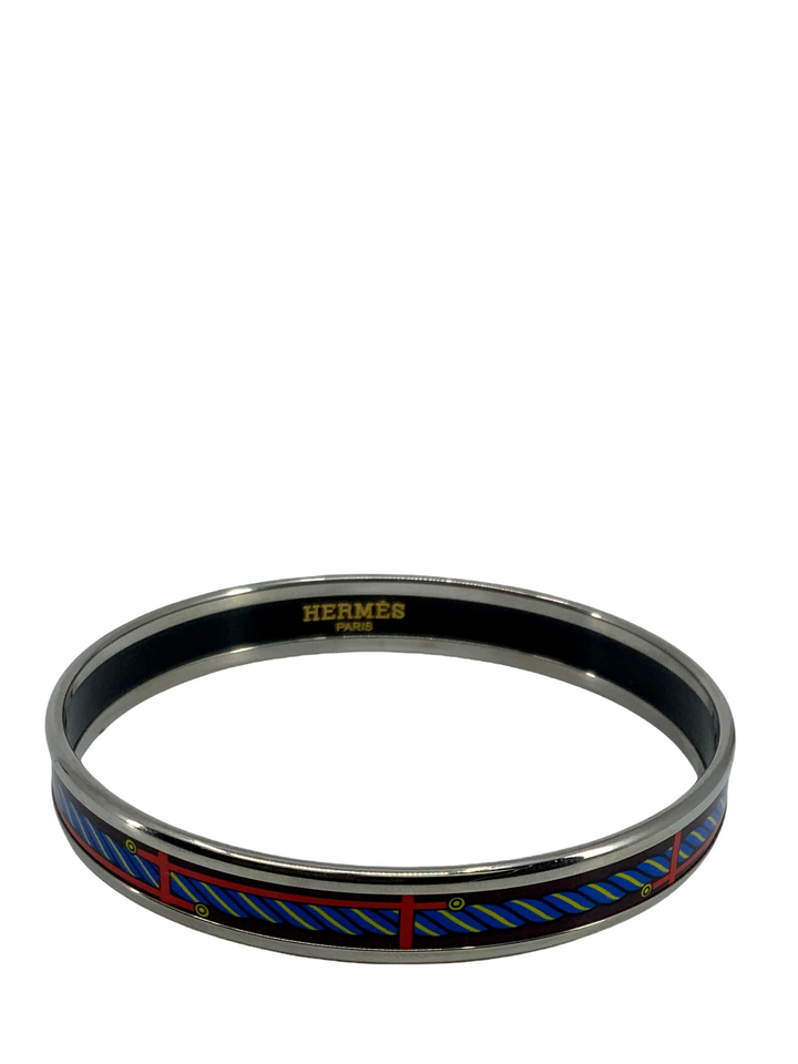 Top quality Hermes Printed Enamel Quadrige Narrow Bracelet 65