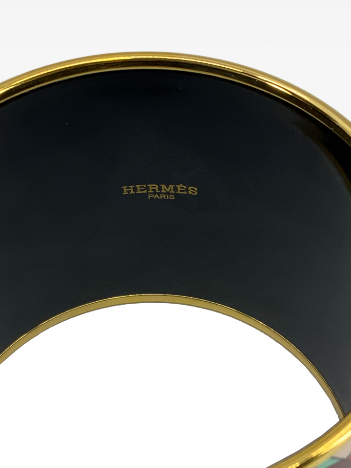 Top quality Hermes Ribbon Extra Wide Printed Enamel Bracelet 65