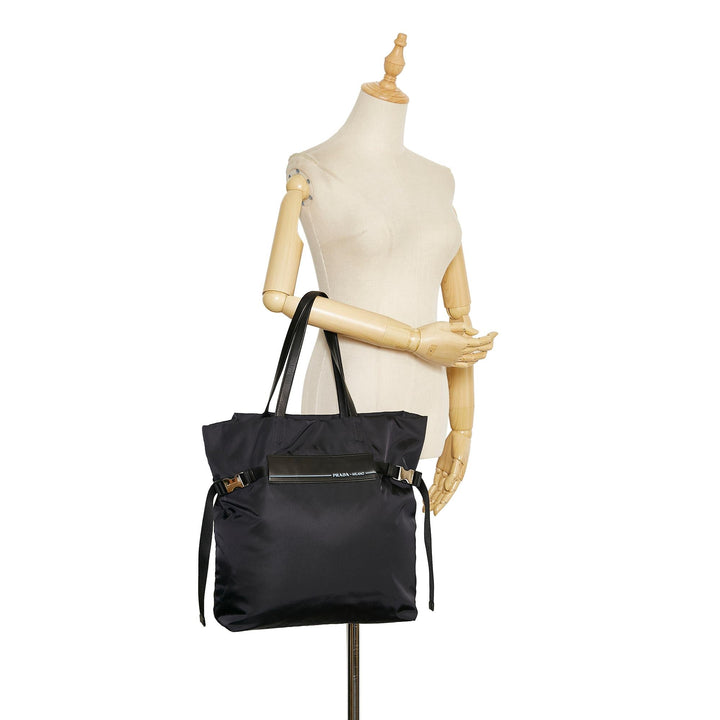 Prada Belted Logo Tessuto Tote (SHG-36567)