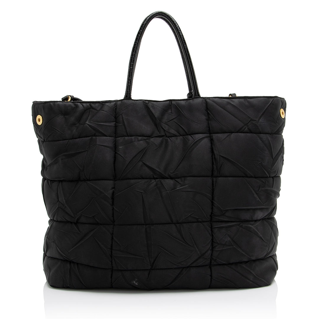 Prada Chevron Quilted Tessuto Convertible Large Tote (SHF-23247)