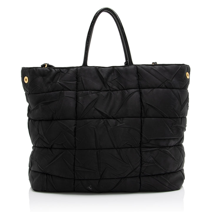 Prada Chevron Quilted Tessuto Convertible Large Tote (SHF-23247)