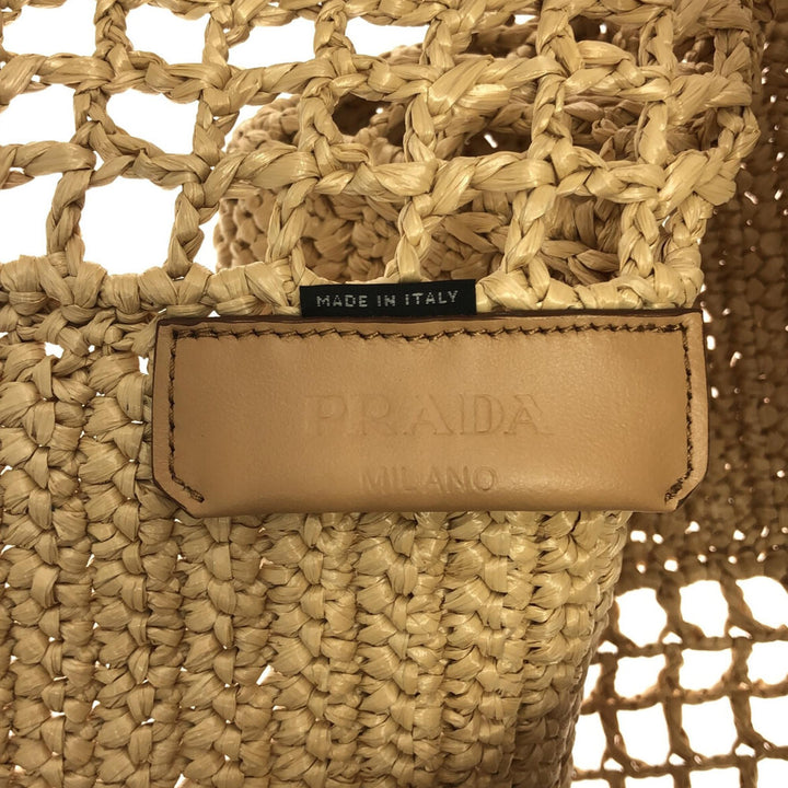 Prada Crochet Raffia Logo Tote (SHG-pYXgqu)