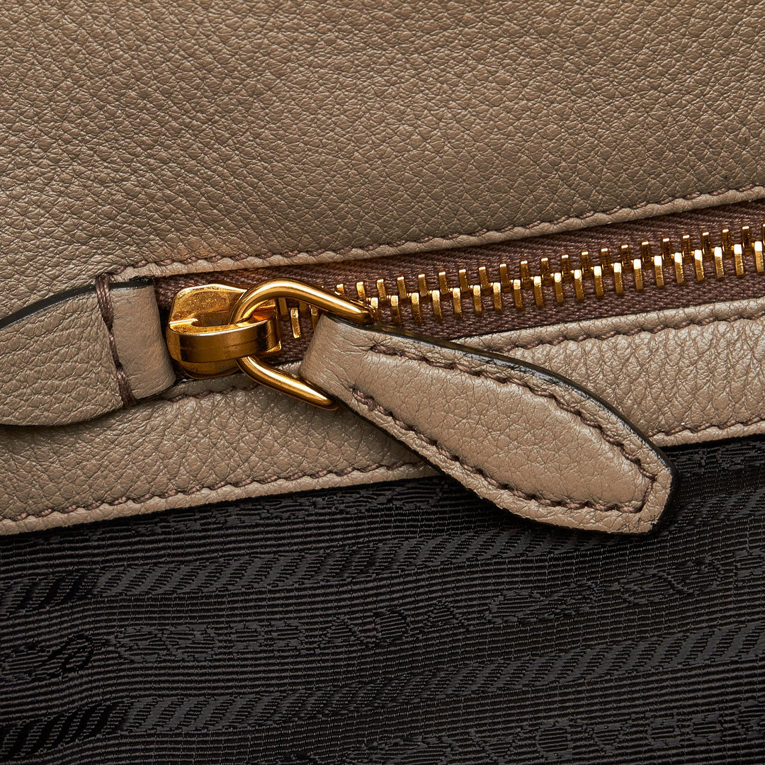Prada Embossed Logo Leather Tote (SHG-wrixDz)