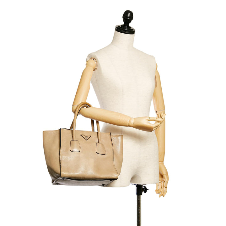 Prada Glace Calf Twin Pocket Leather Handbag (SHG-29047)