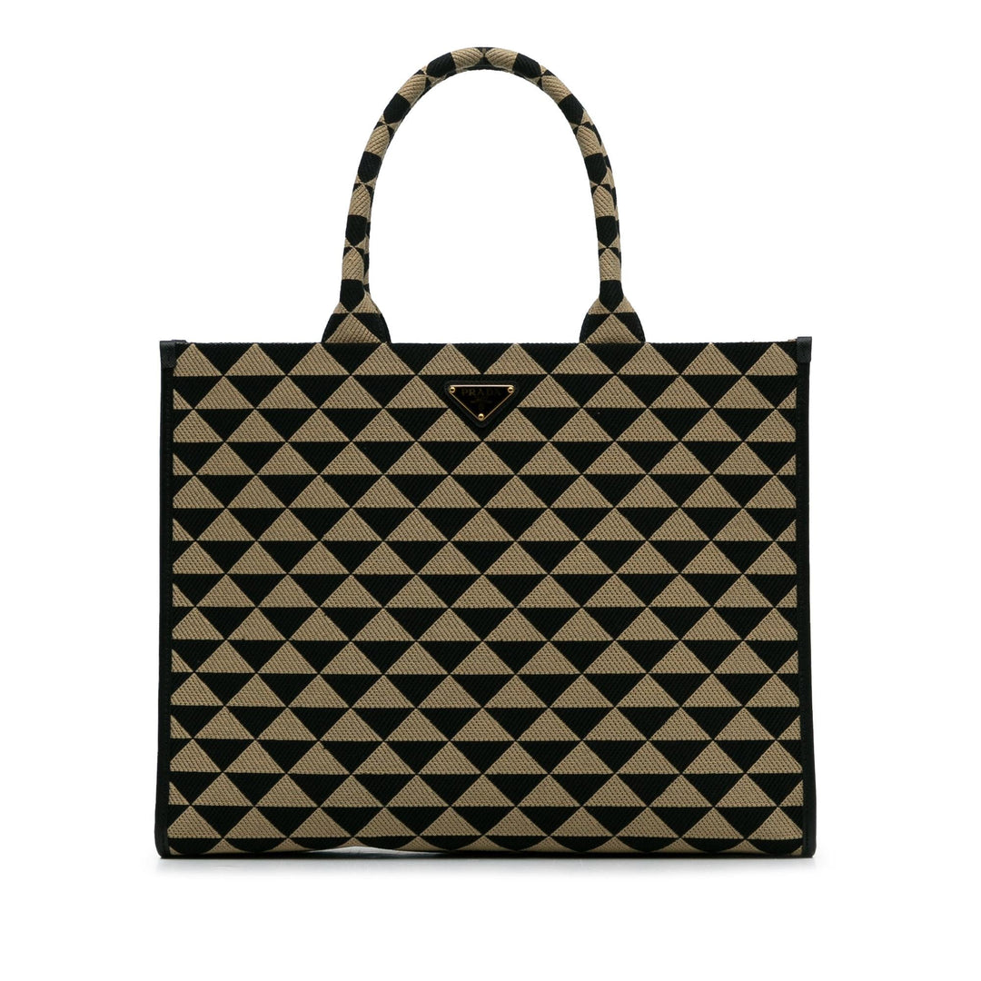 Prada Large Triangolo Jacquard Symbole Tote (SHG-8Nku9Q)