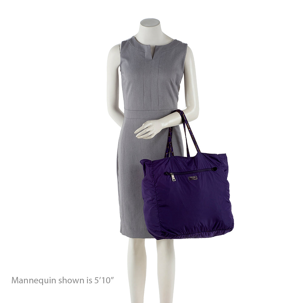 Prada Patterned Reversible Tessuto Tote (SHF-14675)