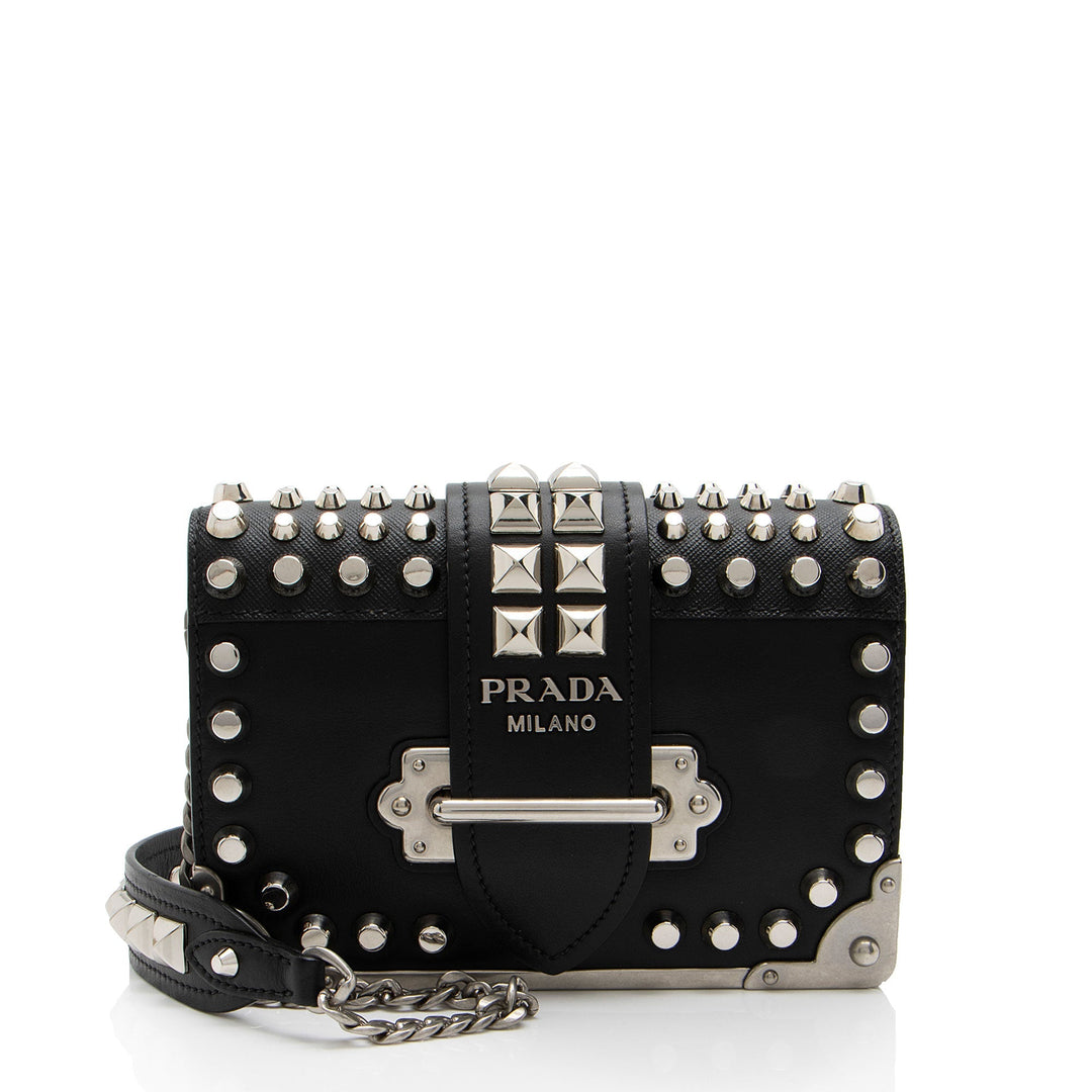 Prada Saffiano Calfskin Studded Cahier Crossbody (SHF-Cf2bbw)