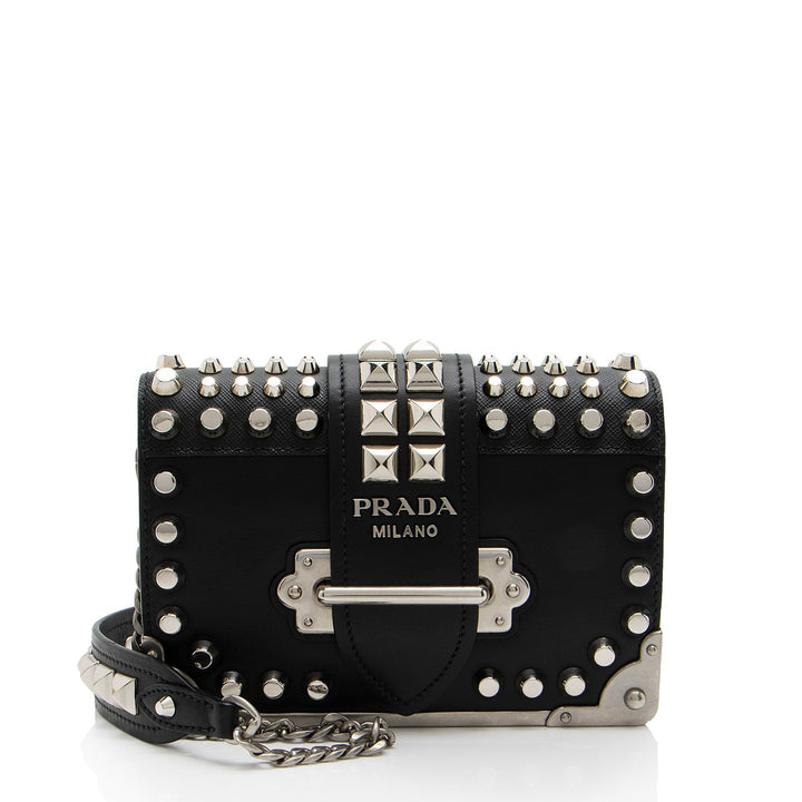 Prada Saffiano Calfskin Studded Cahier Crossbody (SHF-Cf2bbw)